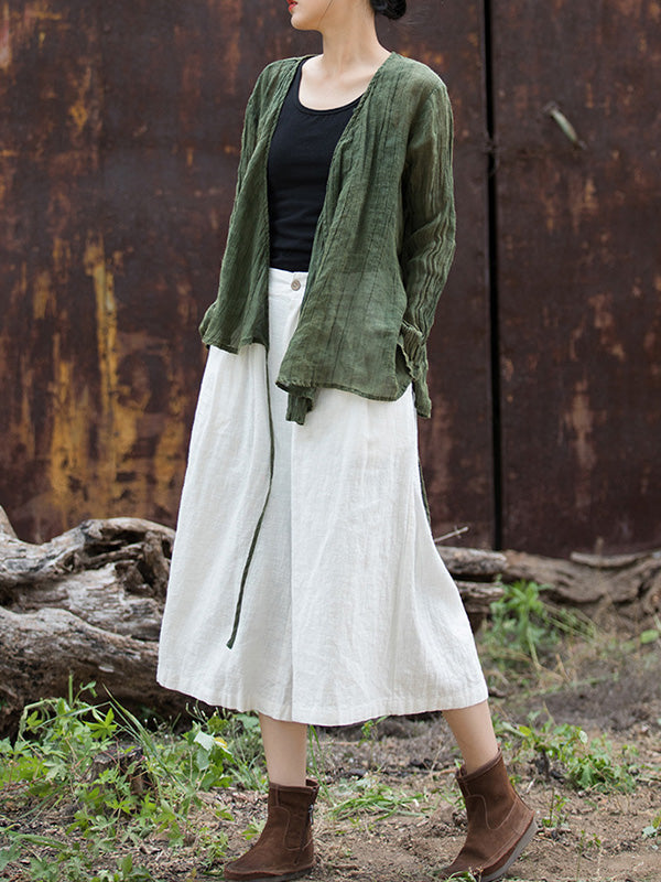 Pleated Split-Joint High Waisted Loose Trousers Pants