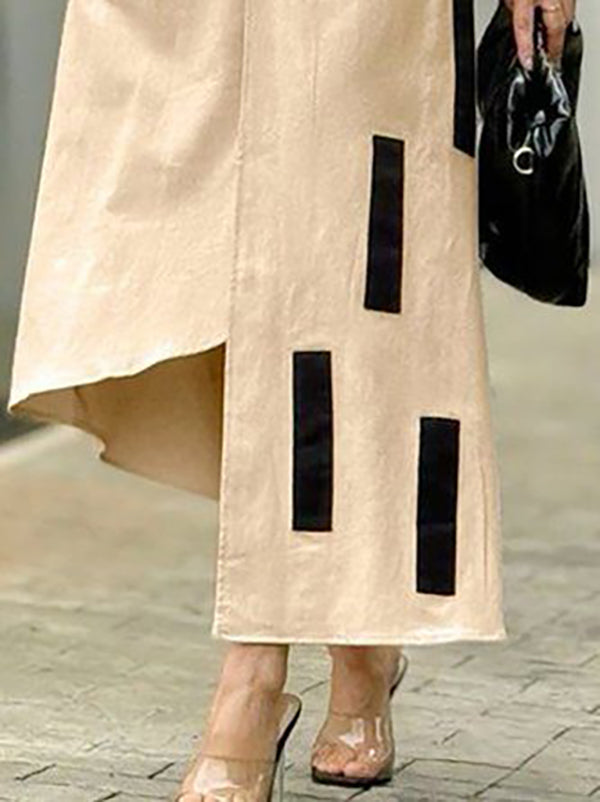 Asymmetric Pockets Split-Joint A-Line Loose Skirts Bottoms