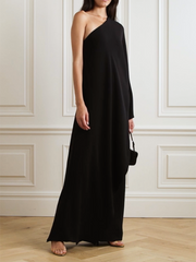 Simple Asymmetric Solid Color One-Shoulder Maxi Dresses
