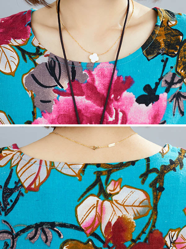 Loose Flower Printing National Dress