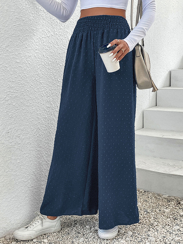 Elasticity Jacquard Wide Leg Trousers Pants