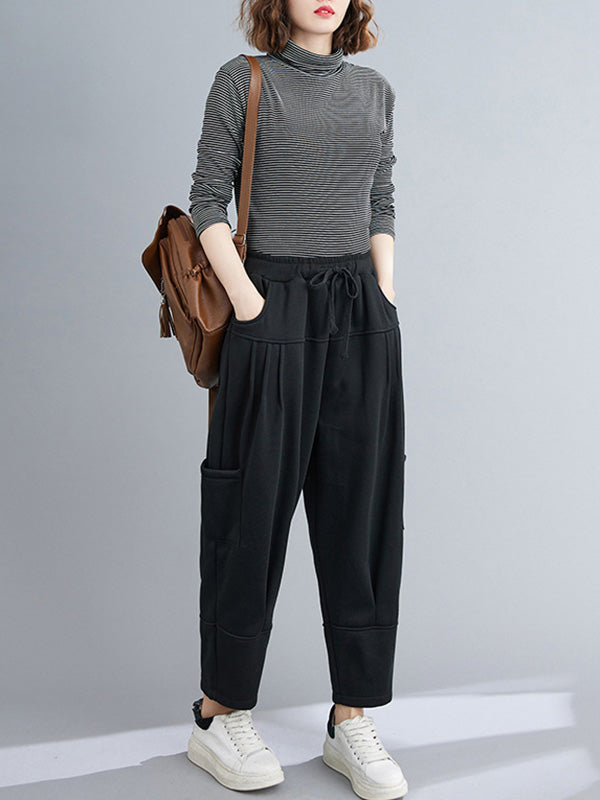 Casual Split-Joint Drawstring High Waisted Harem Pants