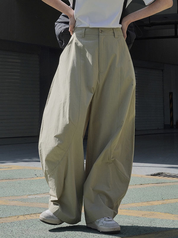 Solid Color Split-Joint Loose Wide Leg Trousers Casual Pants Bottoms