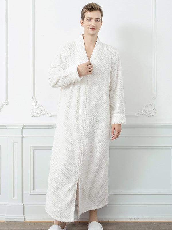 Comfortable Solid Flannel Pajama Robe