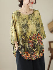Printed Loose Short Sleeves Round-Neck T-Shirts Tops