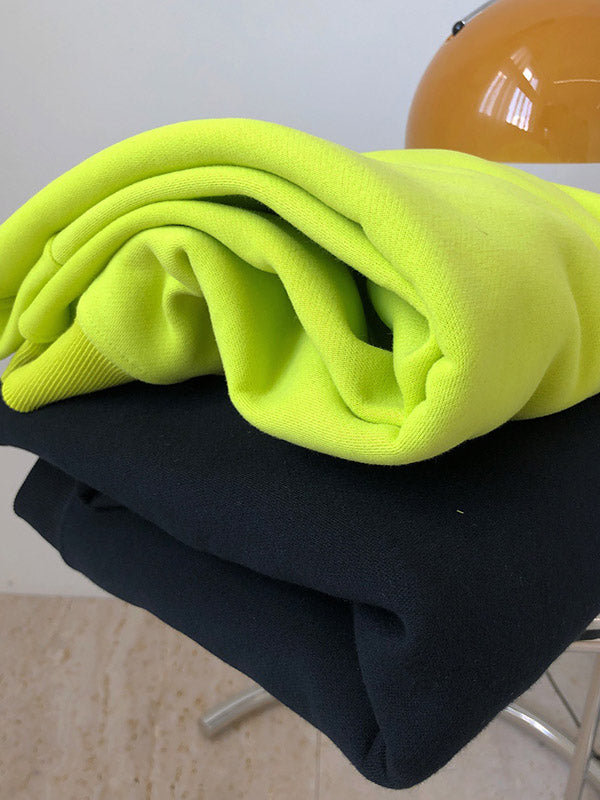 Stylish Fluorescent Green&Black Loose Casual Round-Neck Sweatshirt