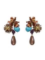 Flower Shape Geometric Water Drop Earrings Accessories