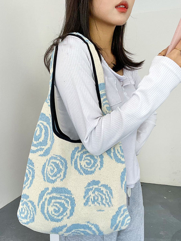 Original Creation Floral Weave Contrast Color Bags Accessories