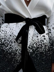 Gradient Printed Split-Joint Long Sleeves Loose Lapel Blazer