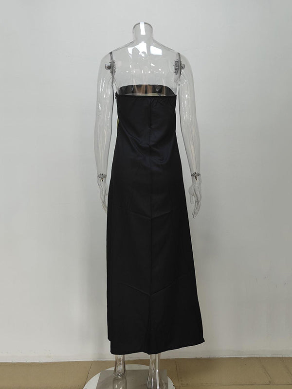 Printed Split-Joint Loose Plus Size Tube Maxi Dresses