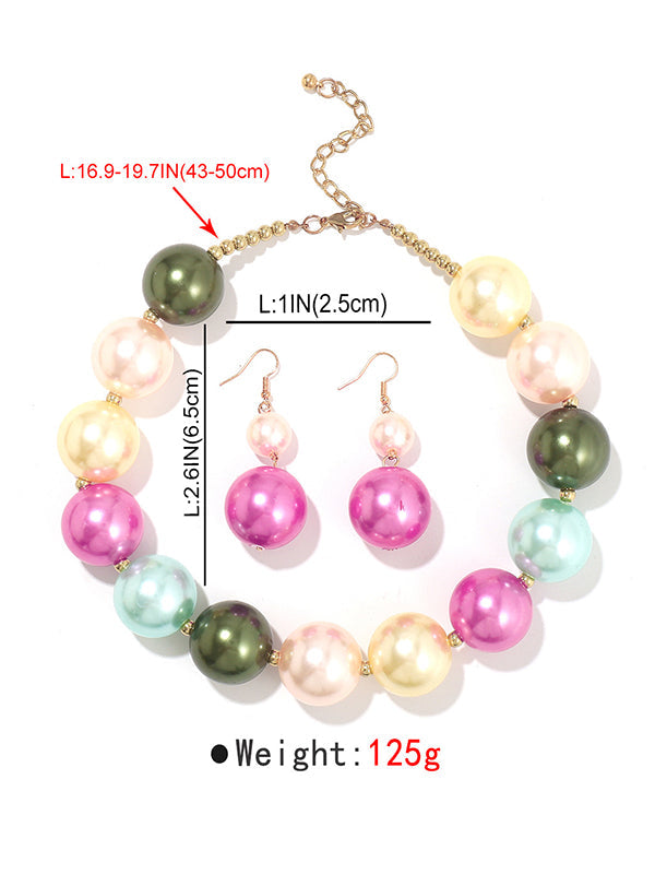Contrast Color Geometric Necklaces Accessories + Drop Earrings