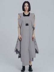 Casual Loose Sleeveless Irregular Gray Maxi Dress
