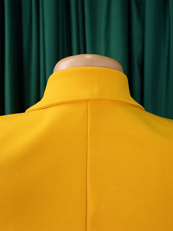 Pleated Solid Color Split-Front Tied Waist Three-Quarter Sleeves V-Neck Mini Dresses