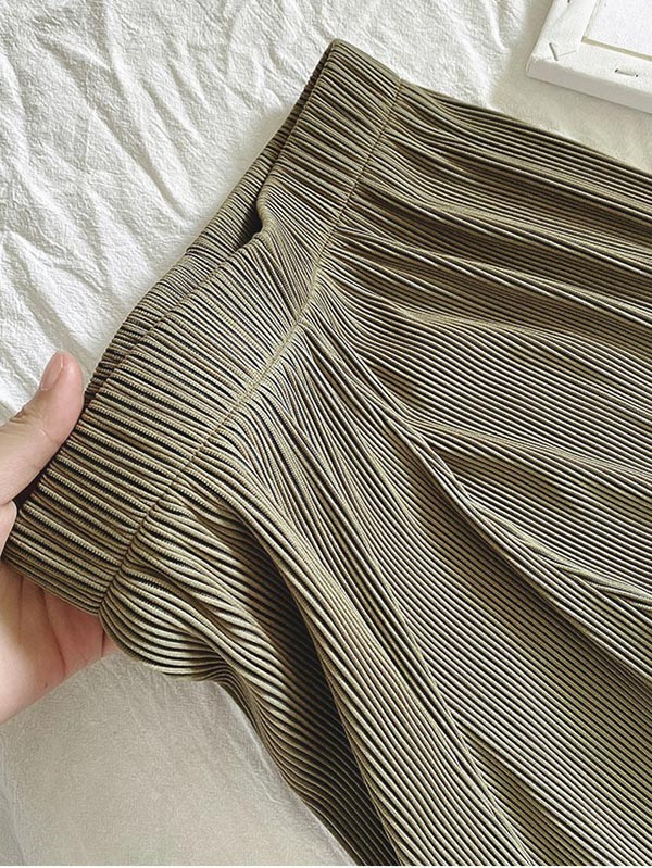 Pleated Solid Color Comfortable Casual Loose Wide-Leg Pants