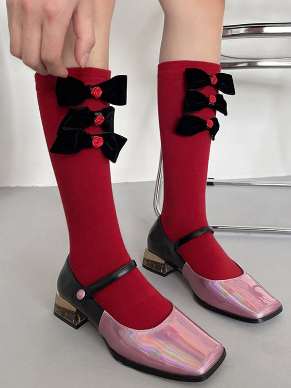 Bowknot Contrast Color Socks Accessories