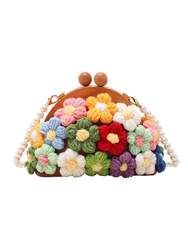 Chains Flower Shape Handbags Crossbody Bags