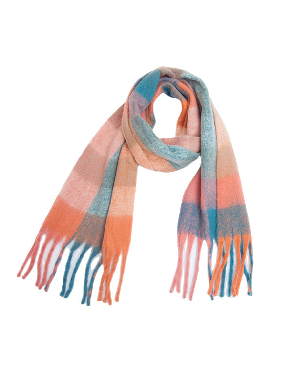 Keep Warm Plaid Tasseled Thick Shawl&Scarf