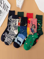 Contrast Color Figure Split-Joint Sweat-Absorbing Socks Accessories