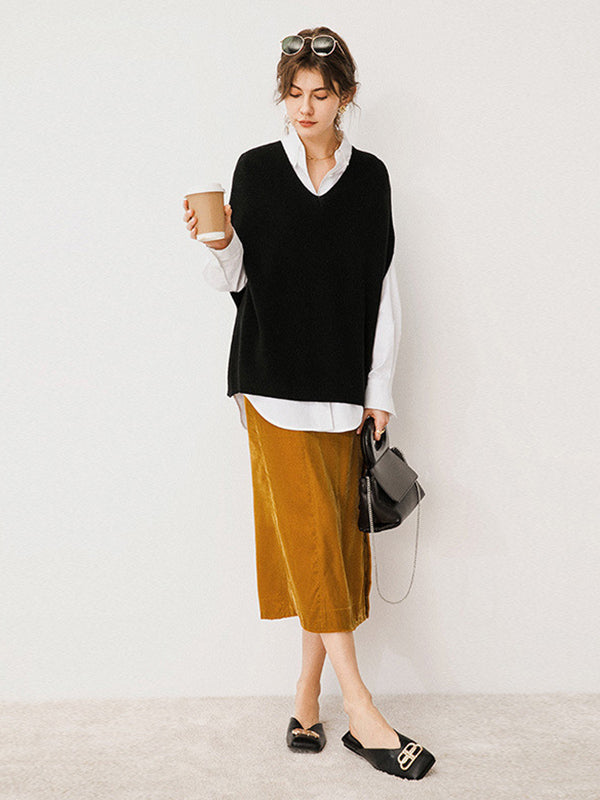 Casual Loose Solid Color V-Neck Vest Top