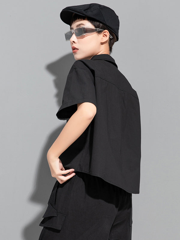 Stylish BF Asymmetric Lapel Blouse