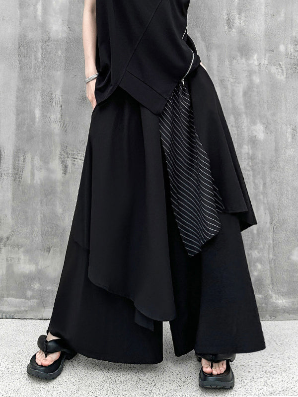 Asymmetric Split-Joint Loose Wide Leg Trousers Pants