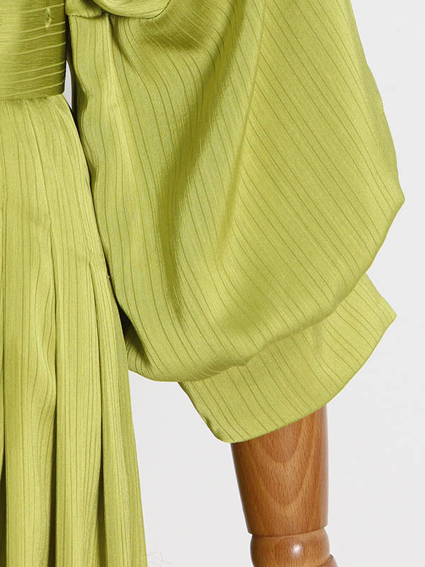 Original Flared Sleeves Half Sleeves Solid Color Boat Neck Midi Dresses