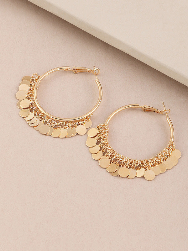 Tasseled Solid Color Geometric Earrings Accessories