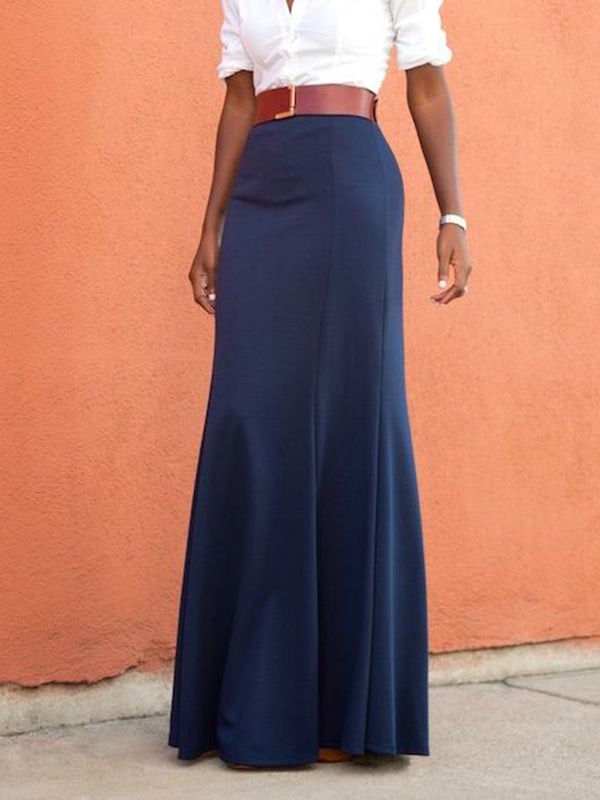 Solid Color Bodycon High Waisted Skirts Bottoms