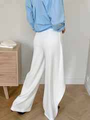 Asymmetric Solid Color Split-Joint Loose Straight Leg Trousers Suit Pants