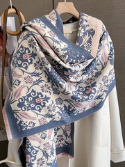 Fringed Keep Warm Knitted Flower Shawl&Scarf