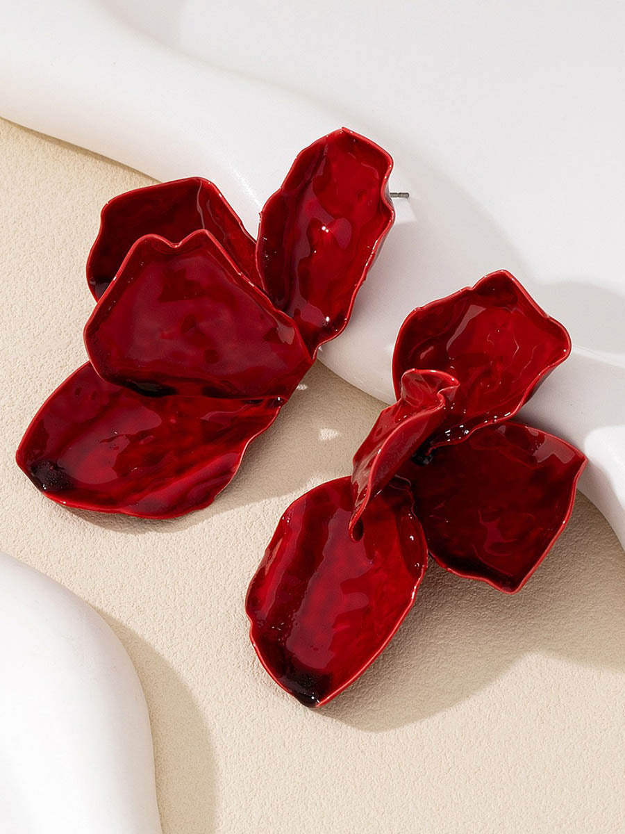 Flower Print Irregularity Earrings Accessories