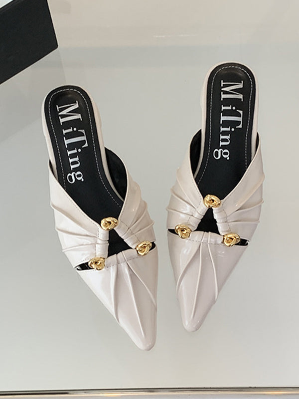 Hollow Pointed-Toe Split-Joint Slippers&Mules Sandals