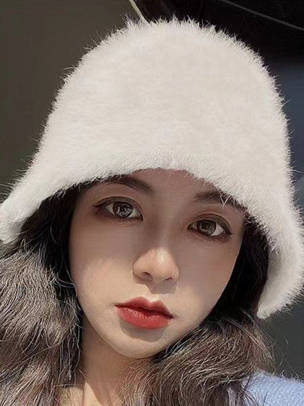 Drawstring Solid Color Split-Joint Hat Bucket Hat