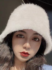 Drawstring Solid Color Split-Joint Hat Bucket Hat