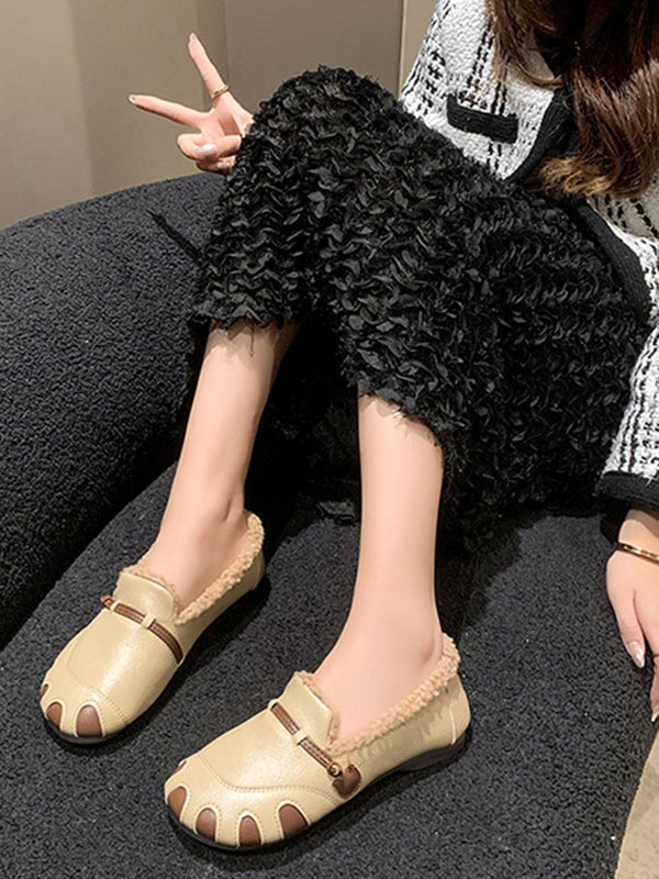 Round-Toe Shallow Cut Split-Joint Flat Shoes