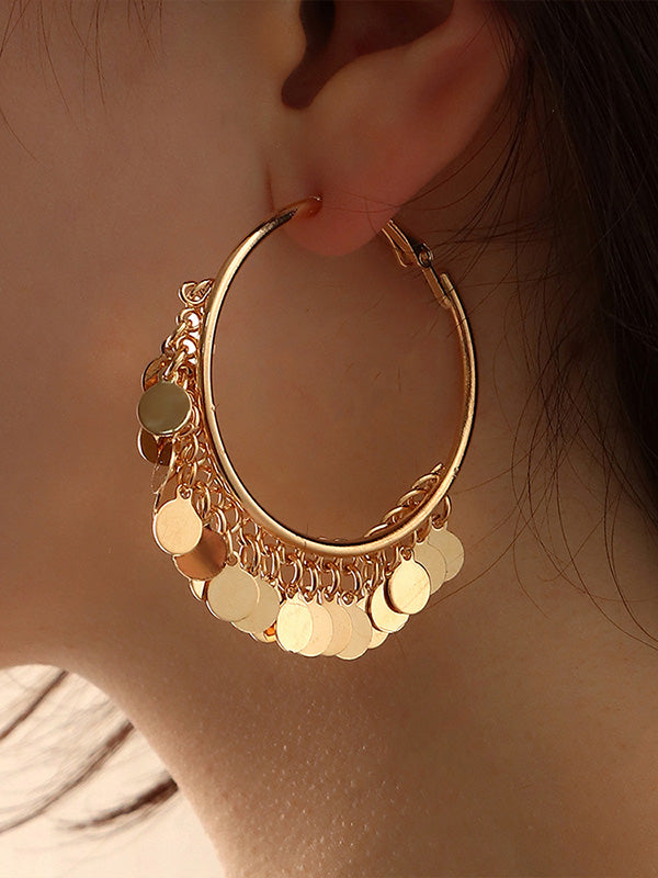 Tasseled Solid Color Geometric Earrings Accessories
