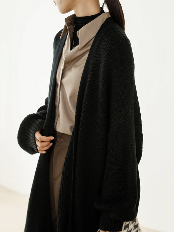 Urban Loose Solid Color Cardigan Tops