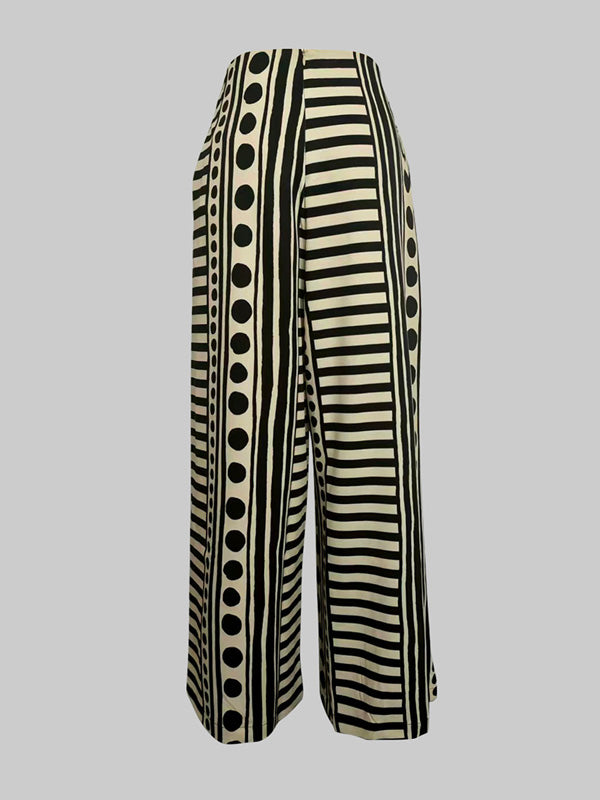 Loose Wide Leg Polka-Dot Striped Casual Pants Bottoms Trousers