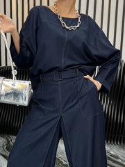 Solid Color Long Sleeves Loose Round-neck T-Shirts Tops
