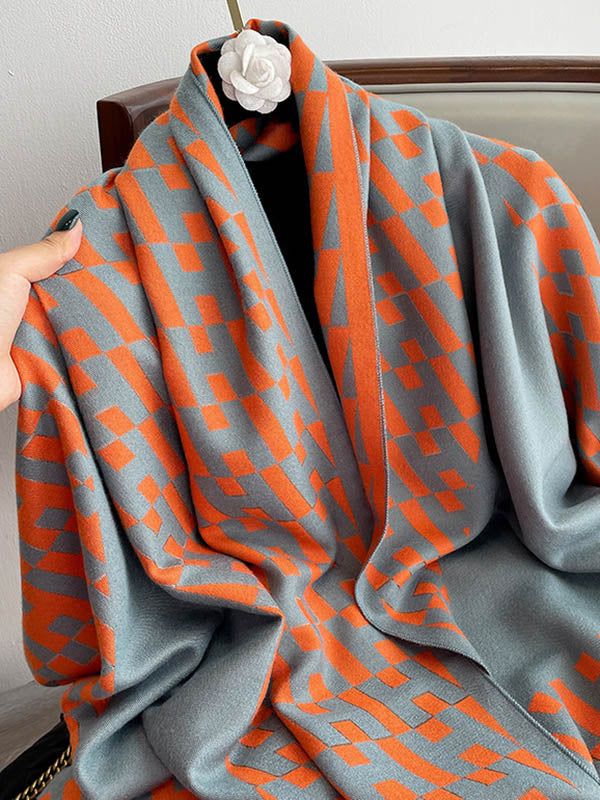 Vintage Printed Tasseled Imitated Cashmere Scarf