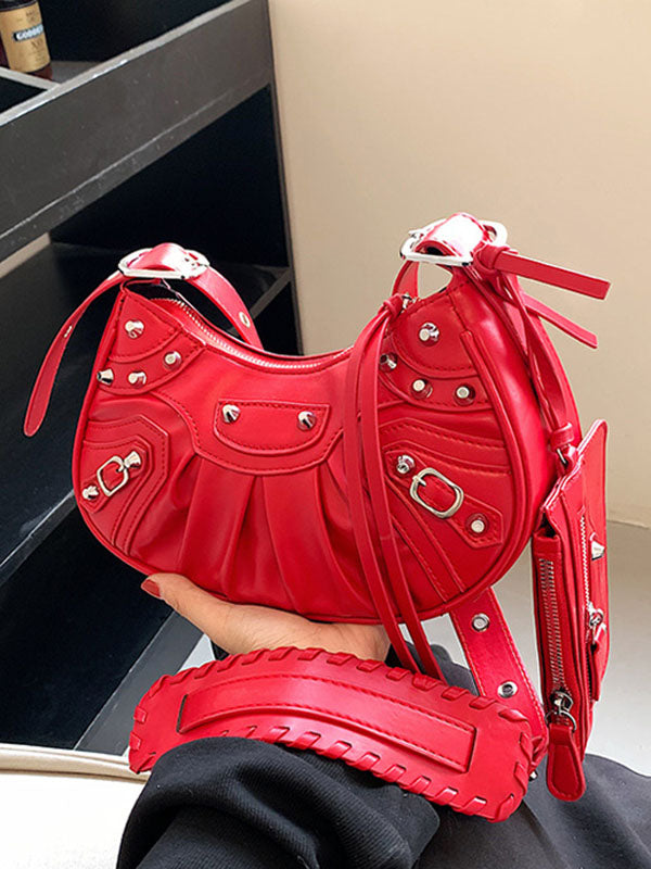 Rivet Zipper Crossbody Bags