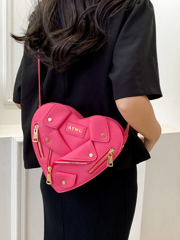 Heart Shape Split-Joint Zipper Handbags Crossbody Bags Bags