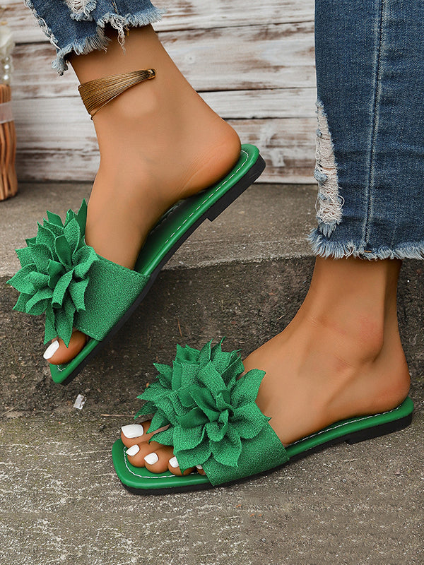 Flower Shape Open Toe Split-Joint Slippers Flat Shoes