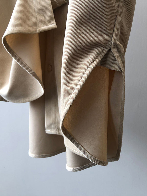 Casual Long Sleeves Loose Buttoned Solid Color Lapel Collar Blouses&Shirts Tops