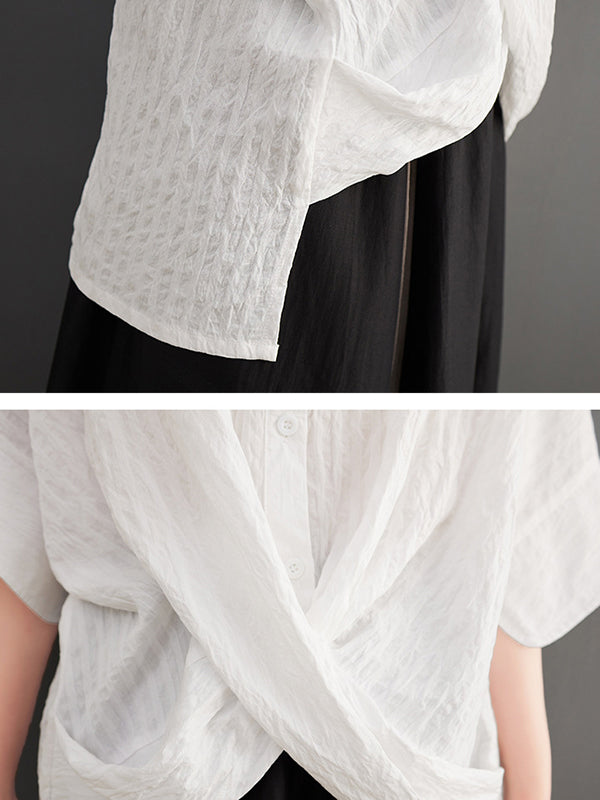 Original Simple Casual Loose Solid Color Cross Blouse