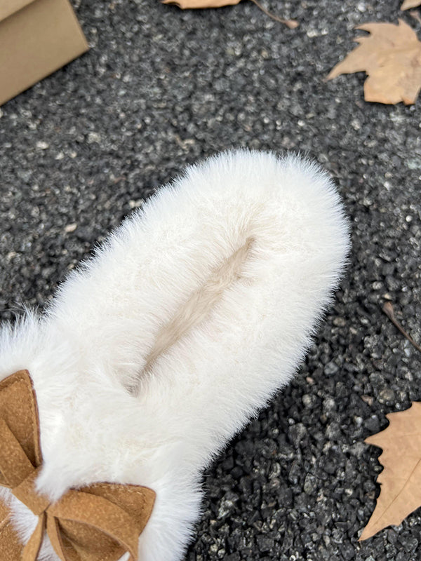 Bowknot Round-Toe Split-Joint Slippers&Mules Platform Shoes