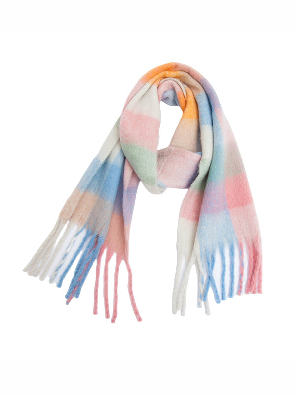 Keep Warm Plaid Tasseled Thick Shawl&Scarf