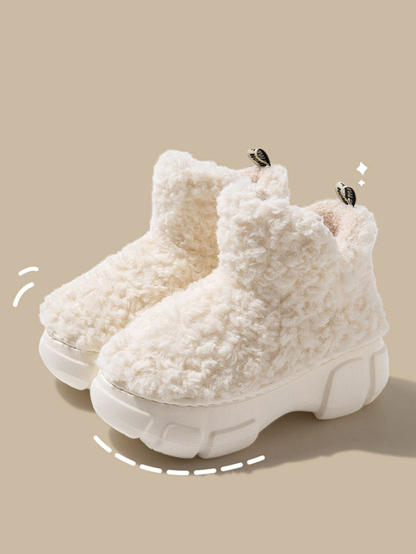 Round-Toe Split-Joint Velvet Platform Shoes Boots