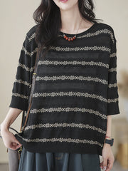 Printed Half Sleeves Loose Round-neck T-Shirts Tops