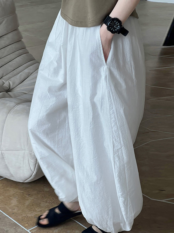 Elasticity Solid Color Split-Joint Harem Pants High Waisted Trousers Pants